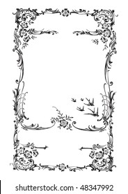 Antique Frame Engraving, Scalable And Editable Vector Illustration