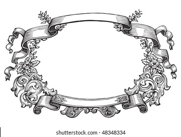 Antique Frame Engraving, Scalable And Editable Vector Illustration