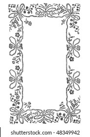 antique frame engraving, scalable and editable vector illustration