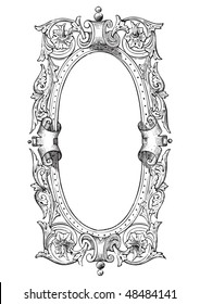 antique frame engraving, scalable and editable vector illustration