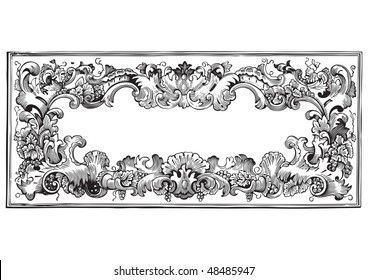 antique frame engraving, scalable and editable vector illustration