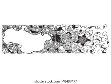 antique frame engraving, scalable and editable vector illustration