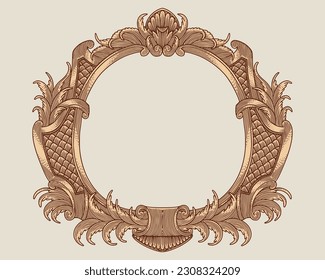 antique frame engraving vector illustration