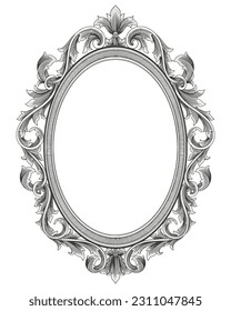 Antique frame hand drawing, vintage engraving illustration
