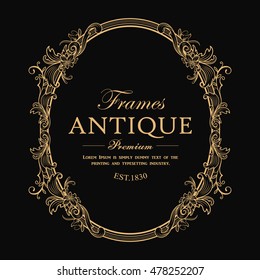 Antique frame hand drawn vintage label banner Engraving vector illustration