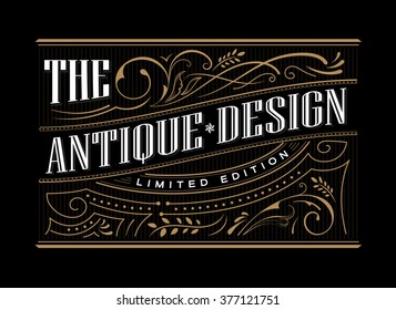 Antique frame label western hand drawn border typography engraving vintage retro vector illustration