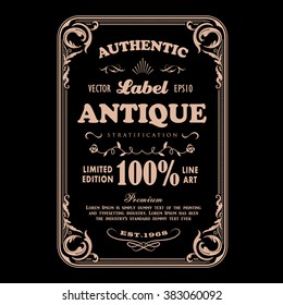 Antique frame vintage badge label typography design vector