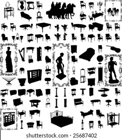 Antique Furniture And Objects Hundred Vector