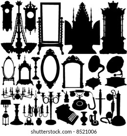 antique furniture and objects vector