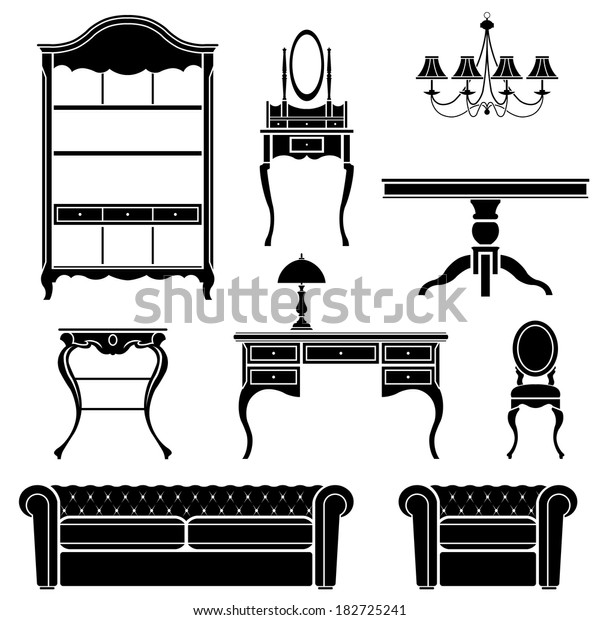 Antique Furniture Silhouettes Vector Illustration Stock Vector (Royalty ...