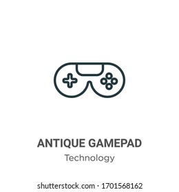 Icono vectorial de contorno de gamepad antiguo. Icono de gamepad antiguo de línea delgada, ilustración de elemento simple vector plano del concepto de tecnología editable trazo aislado en fondo blanco