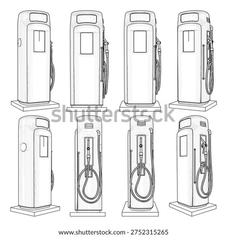 Antique Gas Pump Vector 01. Vintage Retro Liquid Gas Station An Illustration Isolated on a White Background.