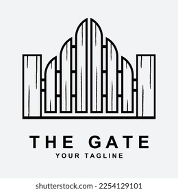 antique gate or vintage gate logo vector illustration design