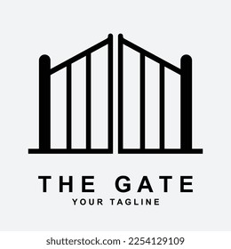 antique gate or vintage gate logo vector illustration design