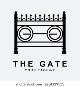 diseño vectorial del logotipo de portón antiguo o portón vintage