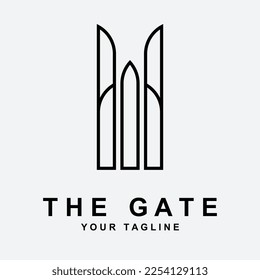 diseño vectorial del logotipo de portón antiguo o portón vintage