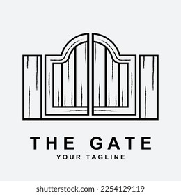 antique gate or vintage gate logo vector illustration design