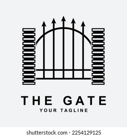 antique gate or vintage gate logo vector illustration design