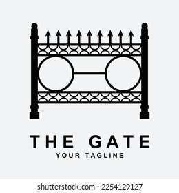 antique gate or vintage gate logo vector illustration design