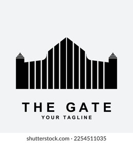 antique gate or vintage gate logo vector illustration design