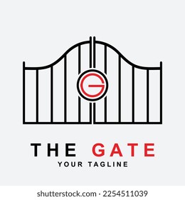 antique gate or vintage gate logo vector illustration design