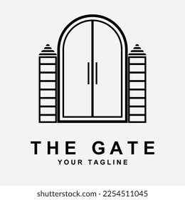 antique gate or vintage gate logo vector illustration design