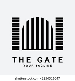 antique gate or vintage gate logo vector illustration design
