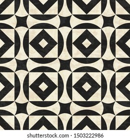 Antique geometric floor pattern, abstract seamless vector illustration with texture