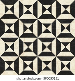 Antique geometric floor pattern, abstract seamless vector illustration with texture