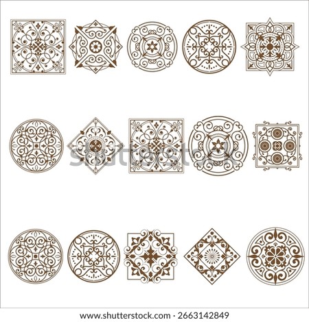Antique Geometric Ornament Tile Set