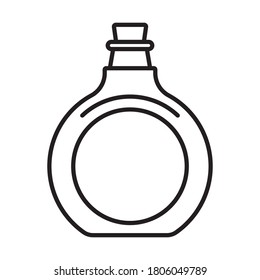 Antique glass bottle with cork stopper line art icon for apps or websites