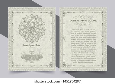 Antique gold greeting card with a White background.