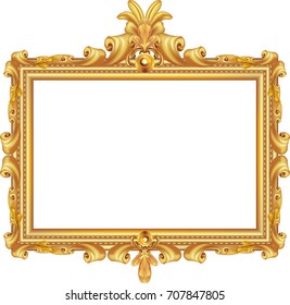 antique golden frame isolated on white background