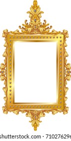 antique golden frame isolated on white background.illustration