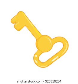 antique golden key isolated illustration on white background