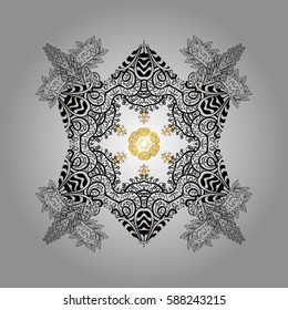 Antique golden repeatable wallpaper. Damask seamless pattern repeating background. Golden blue floral ornament in baroque style. Golden element on blue background.