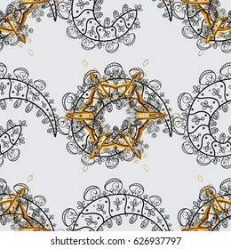 Antique golden repeatable wallpaper. Damask seamless pattern repeating background. Golden gray floral ornament in baroque style. Golden element on gray background.