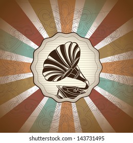 antique gramophone over vintage background vector  illustration