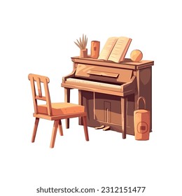 An antique grand piano icon isolated