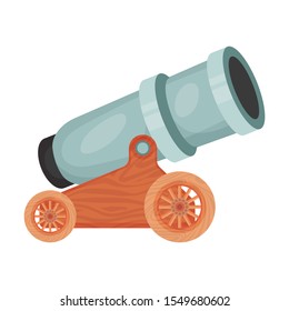 Antike, graue Kanone. Vektorillustration auf weißem Hintergrund.