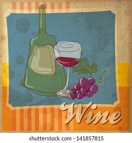 antique grease retro postcard with wine weed classic crop harvesting climber nutrient glassware leaf old older antique traditional mature styled painting nurture stain list image imagery filth winegla