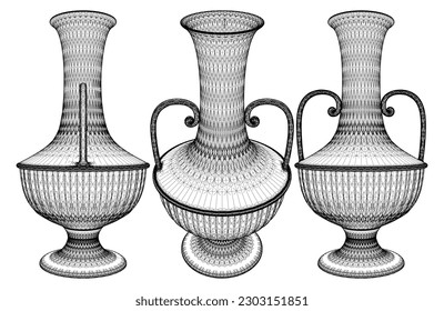 Antique Greek Amphora Vector 01. Illustration Isolated On White Background. A Vector Illustration Of Ceramic Greek Amphora.