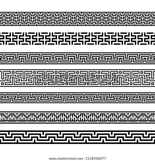 Antique Greek border patterns seamless pattern in\
vintage style gematrical shape ornamental dividing line page border\
or fabric pattern