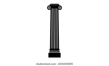 Antique Greek Pillar, black isolated silhouette