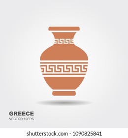 Antique Greek vase. Stylized flat icon wint shadow