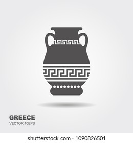 Antique Greek vase. Stylized flat icon wint shadow