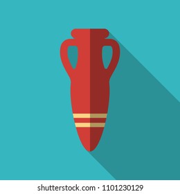 Antique Greek vase. Stylized flat icon wint shadow