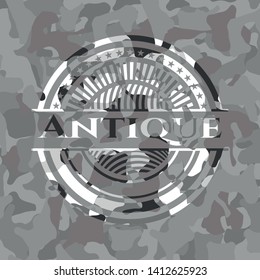 Antique grey camo emblem. Vector Illustration.