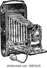 Antique, grunge camera vector.