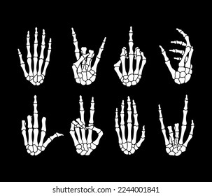 Antique hand bones. Human skeleton bone hand. Hand skeleton vector.